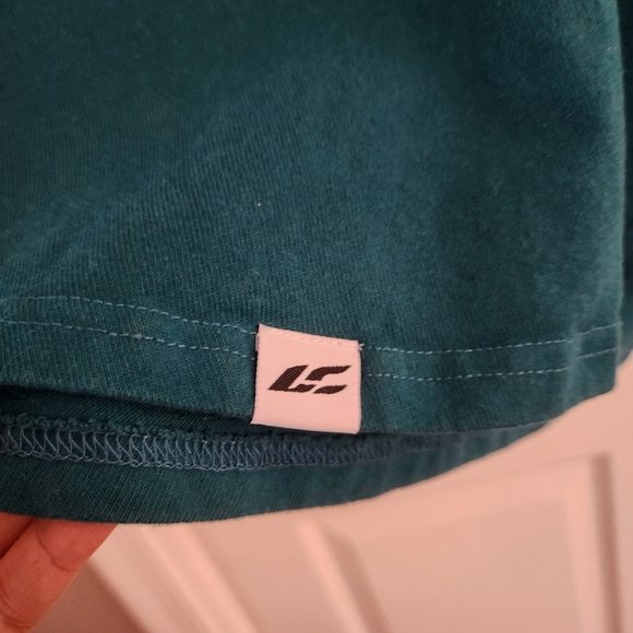 Teal Reach the World Puff Letter Long Sleeve, Womens SZ L - Picture 6 of 8